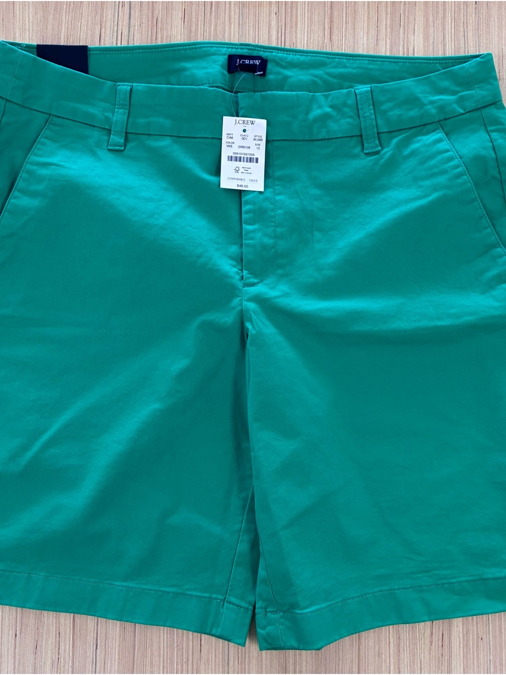J. Crew Womens Green Flat Front Chino Shorts